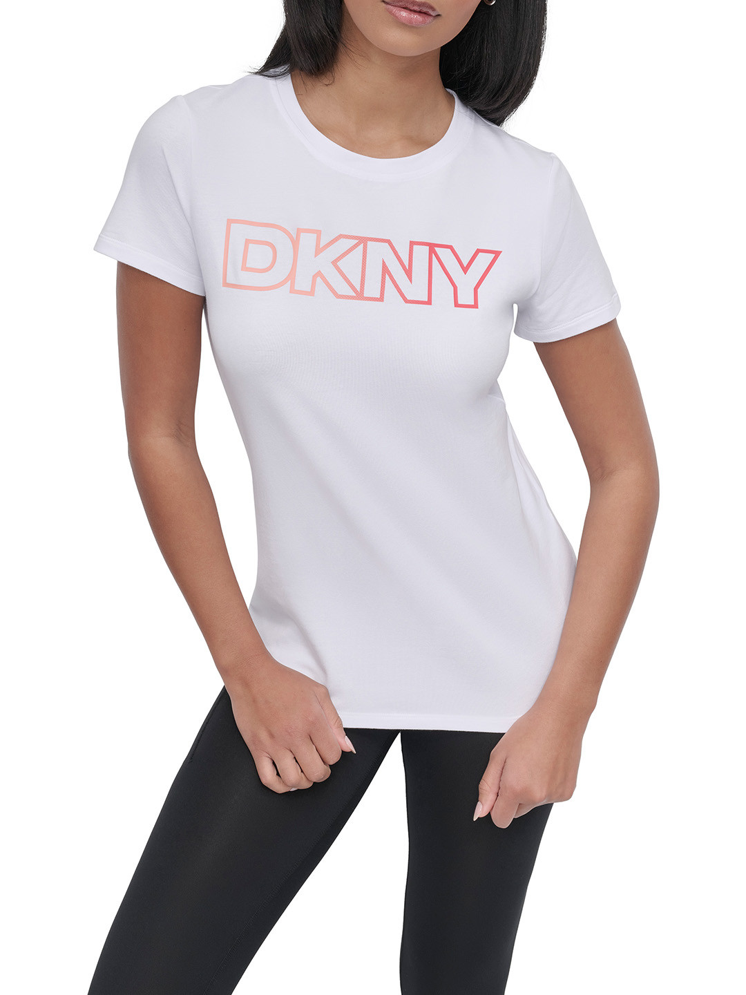 DKNY Brand Logo Printed Round Neck Short Sleeves Cotton T-shirt