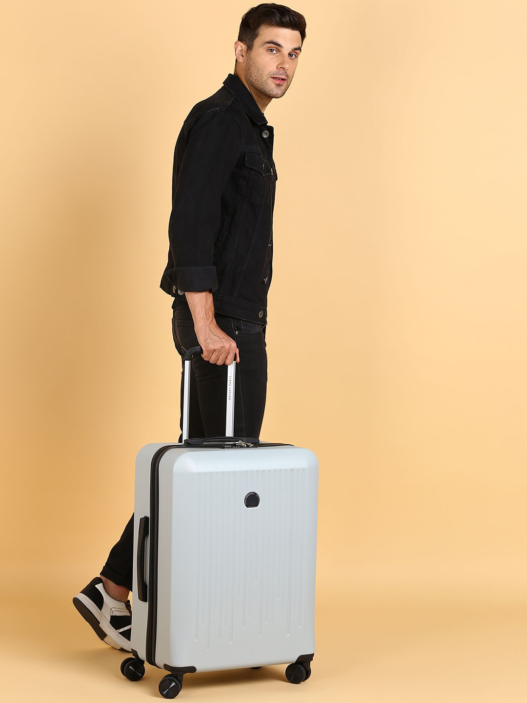 DELSEY PARIS CHRISTINE Medium Check-in Suitcase - Hard-Sided Storm Grey Polycarbonate Trolley with TSA Lock