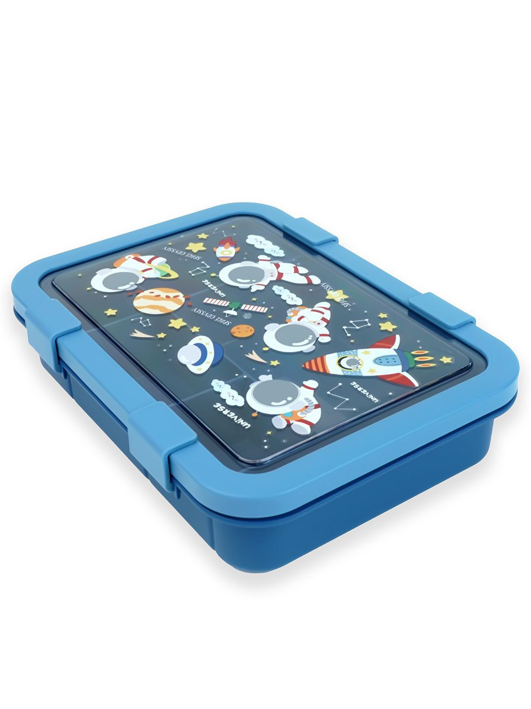 Little Surprise Box LLP Kids Blue Printed 5 Sections Stainless Steel Lunch Box