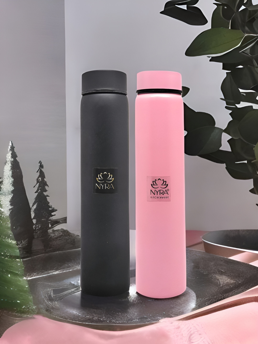Nyra Kitchenware Stainless Steel Single Wall Pocket Water Bottle - Pack of 2pcs.