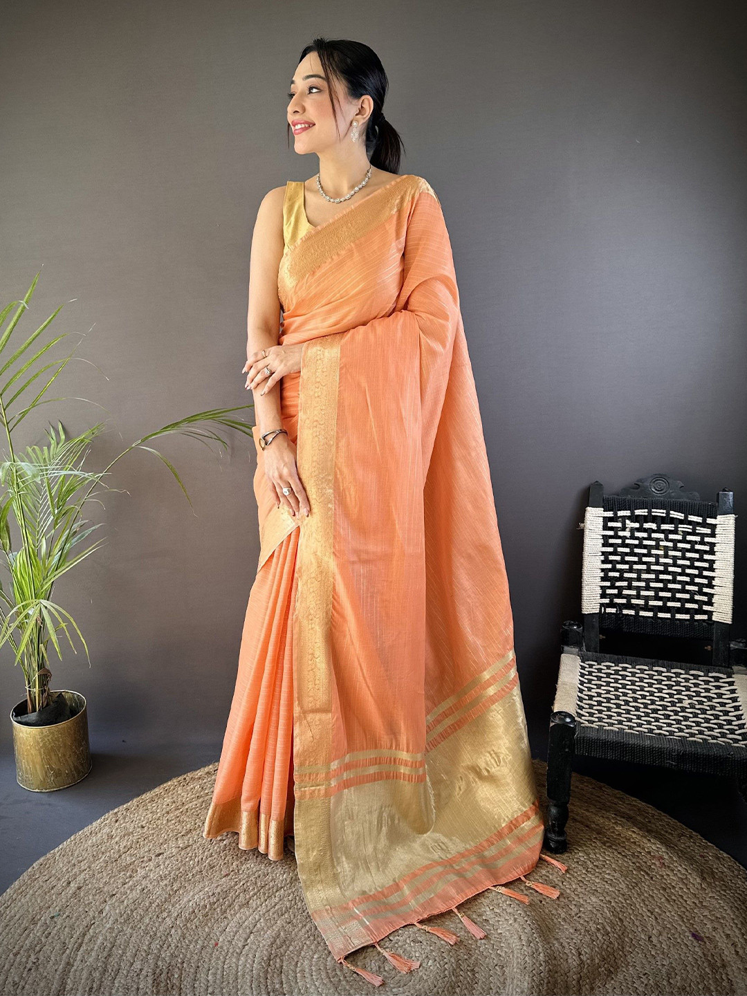 Pandadi Saree Striped Zari Sarees