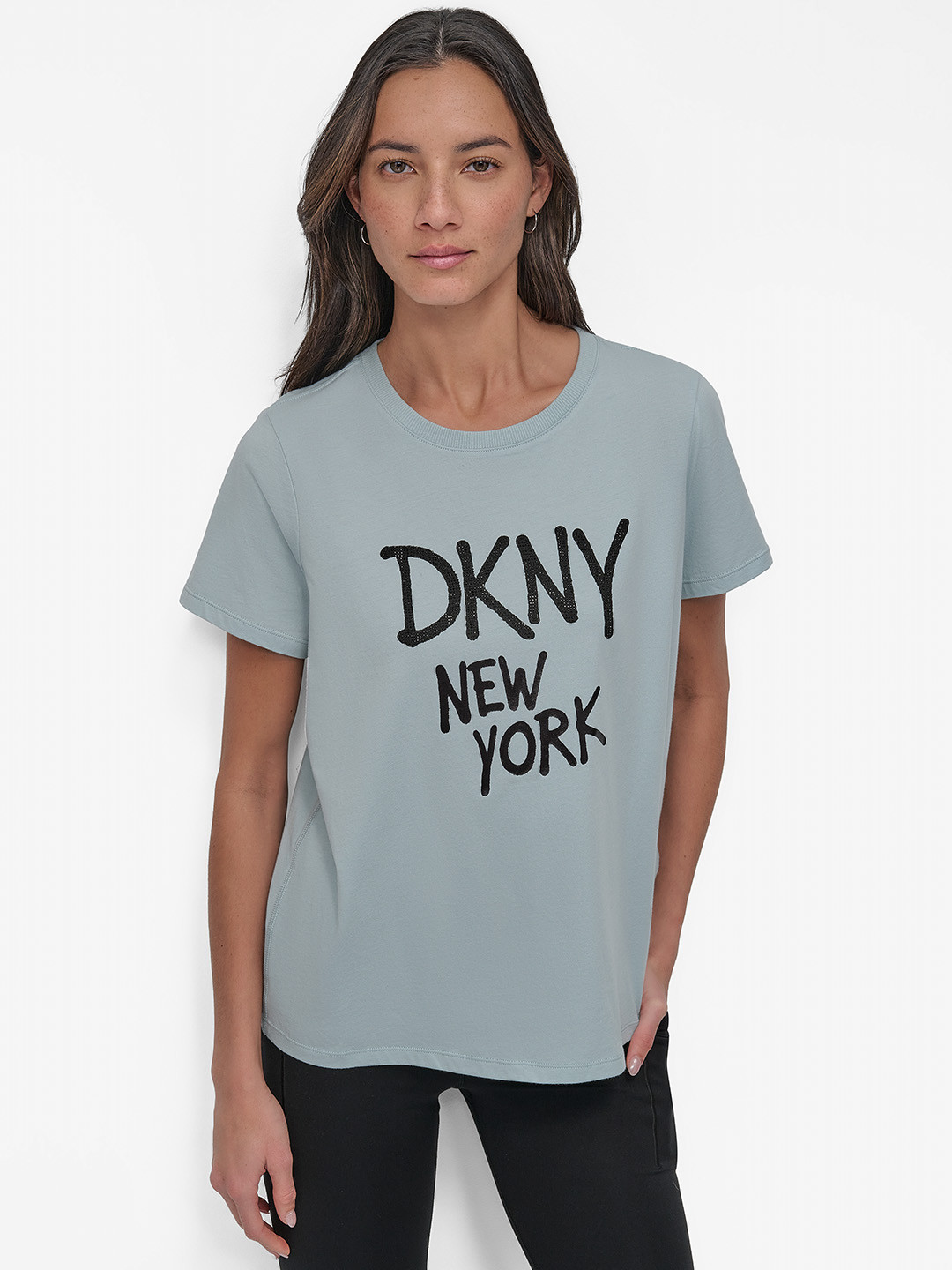 DKNY Typography Printed Round Neck Regular Fit Pure Cotton T-shirt