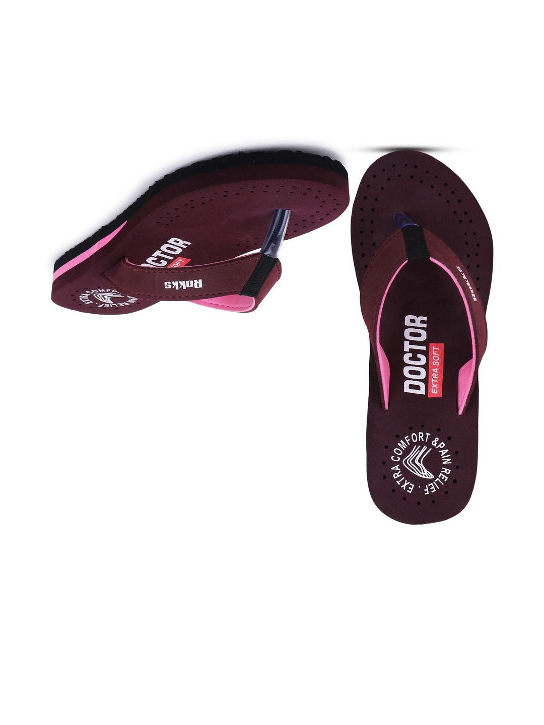 ROKKS Women Printed Rubber Thong Flip-Flops