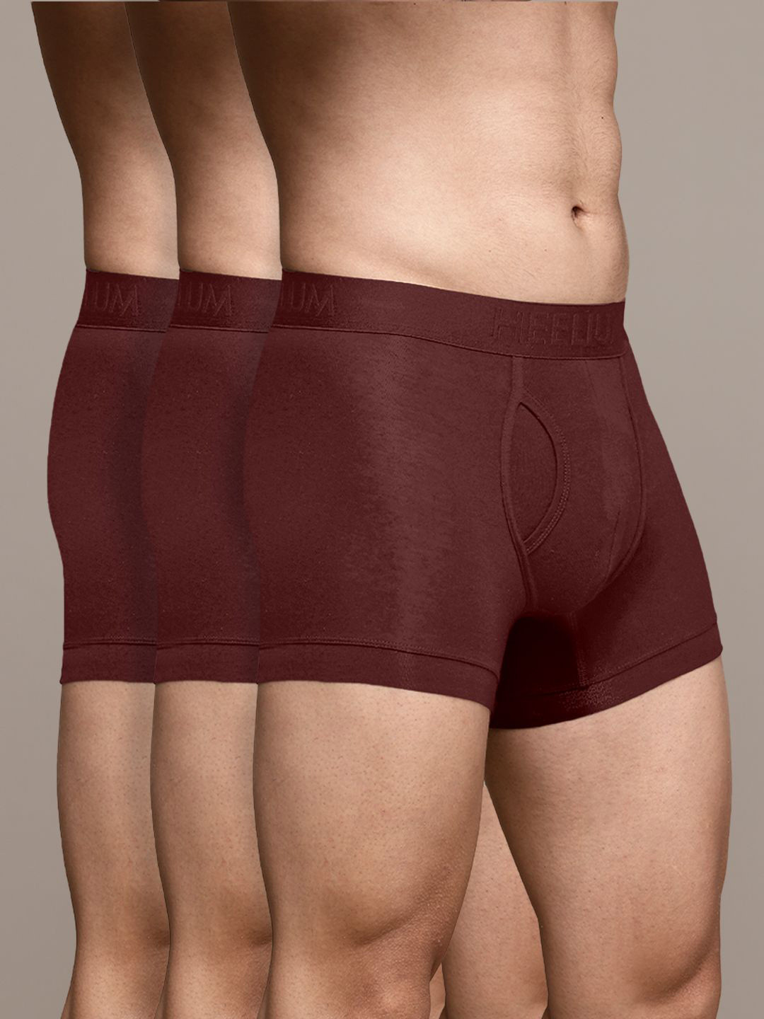 Heelium Pack Of 3 Mid-Rise Trunks DUP-P3-KEYHOLETRK-RED-S