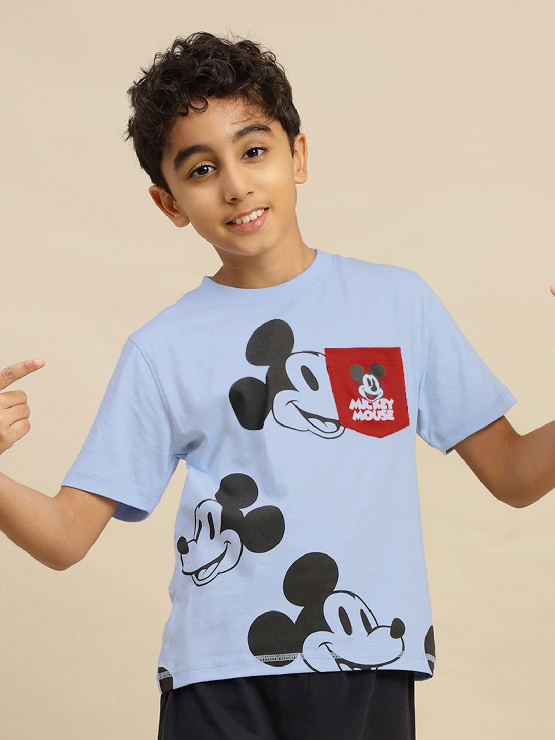 Kids Ville Boys Graphic Printed Round Neck Cotton Mickey Mouse T-shirt