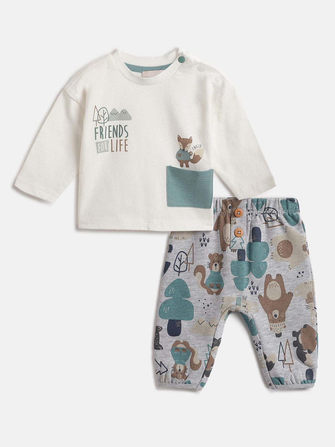 Chicco Boys Printed Pure Cotton T-shirt & Printed Jogger