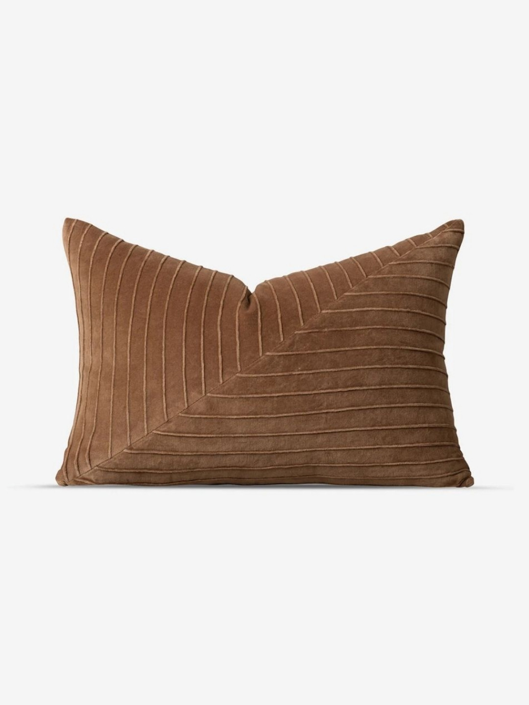 Amaara Home Coffee Brown Striped Rectangle Velvet Cushion Cover