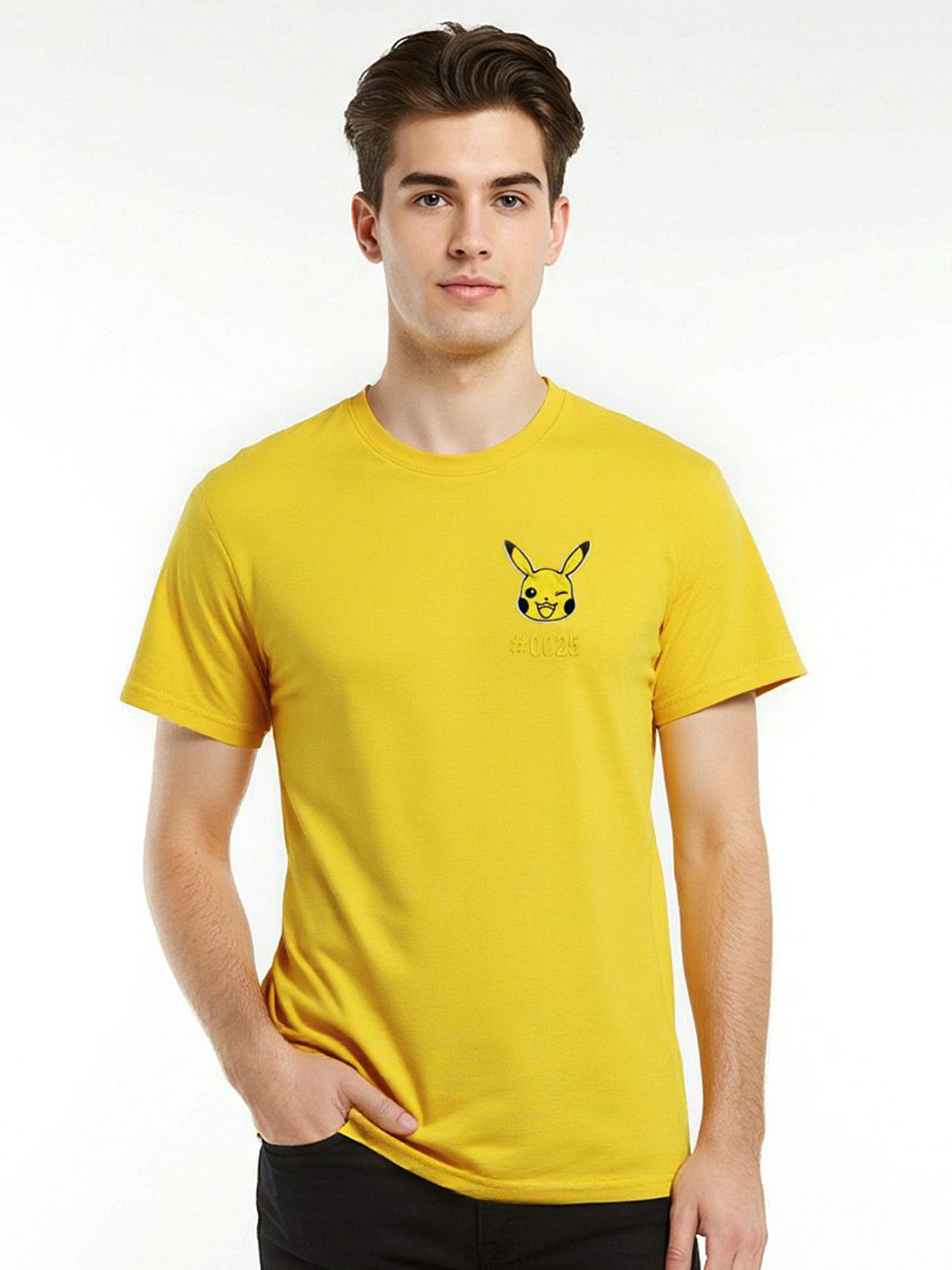 Celio Graphic Printed Pokemon Round Neck Cotton T-shirt