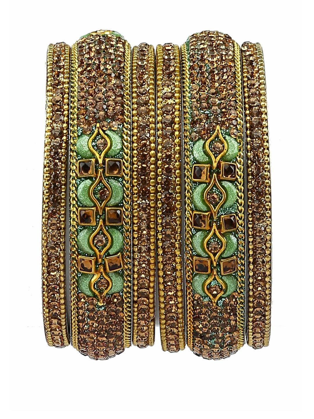 RIJOLI Alloy Metal Zircon Stone Beads Bangle Set