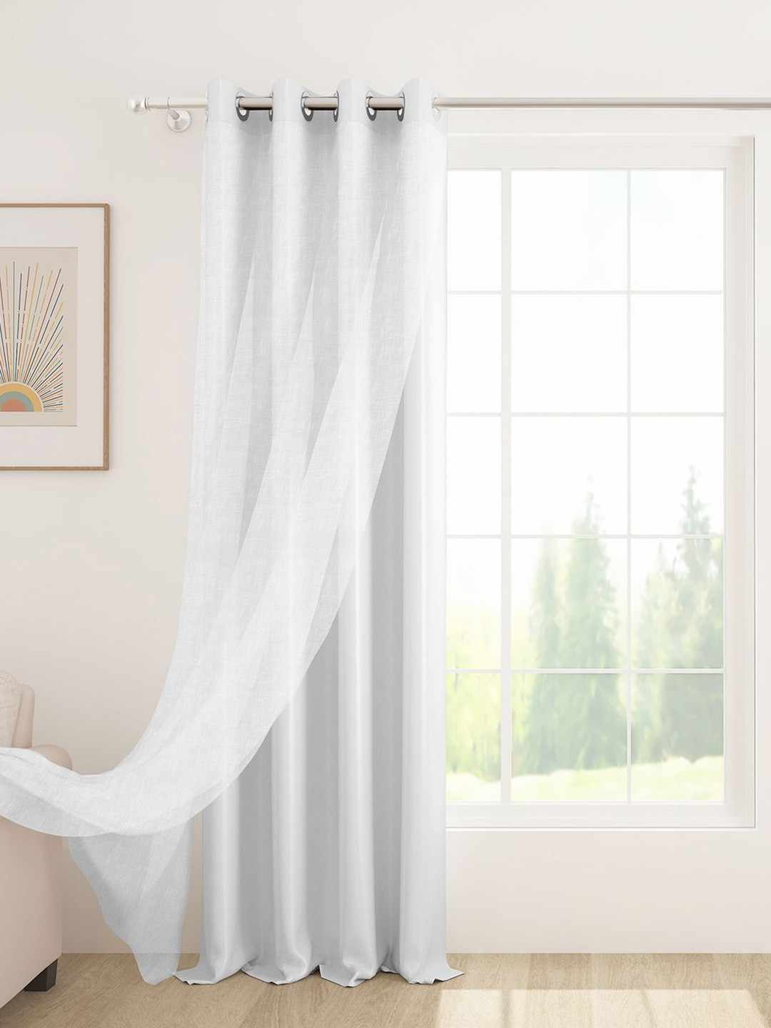 Story@home White Blackout & Sheer Long Door Curtain 9 Feet
