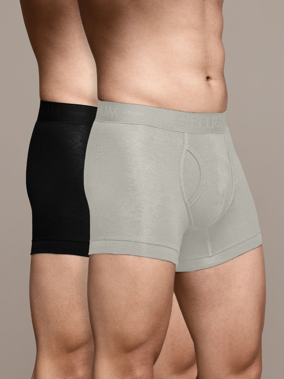 Heelium Pack Of 2 Mid-Rise Breathable Trunks DUP-P2-KEYHOLETRK-BLKLG-S