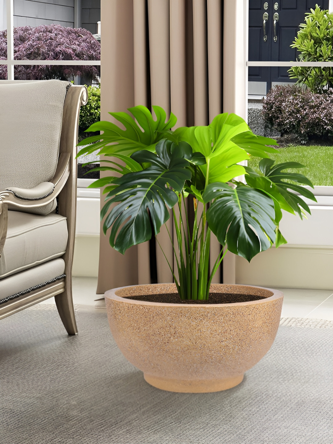 RUBOXA Marble Lotus Brown UV-Protected Planters