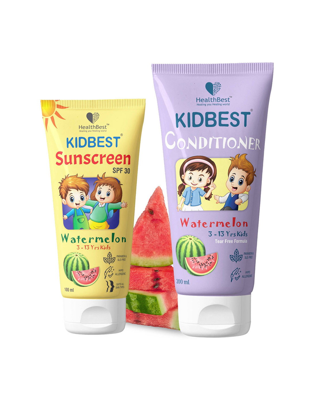 HealthBest Kidbest Set Of 2 Sunscreen SPF 30 PA+++ - 100 ml & Hair Conditioner -200 ml