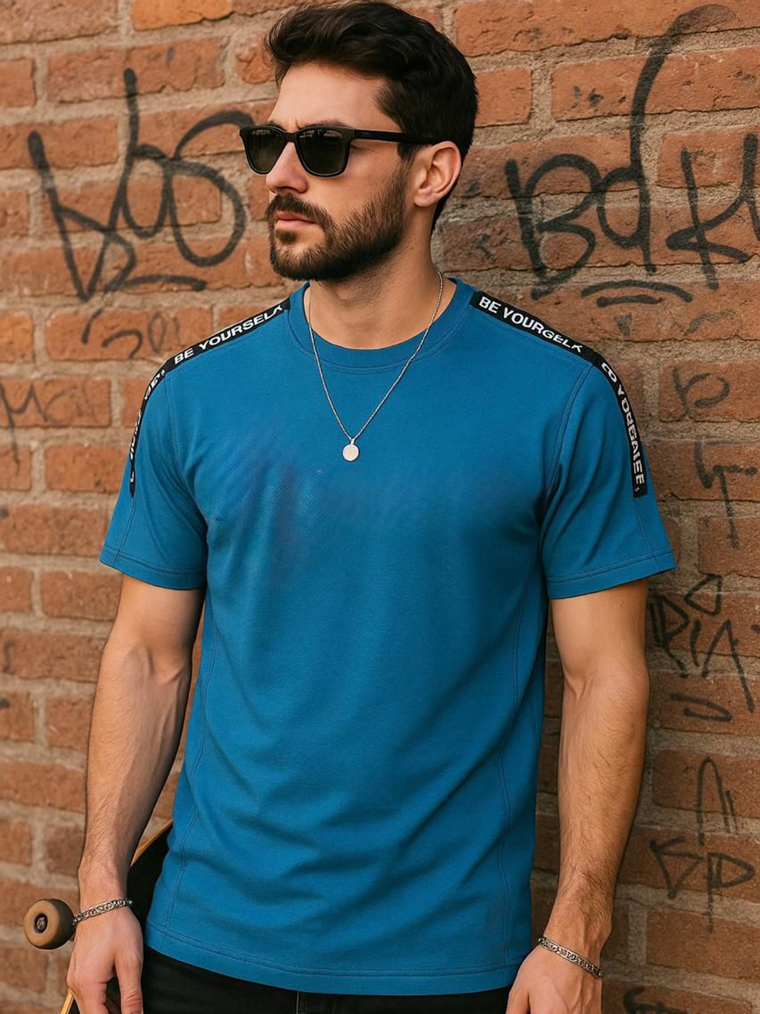 Austin wood Round Neck Cotton T-shirt