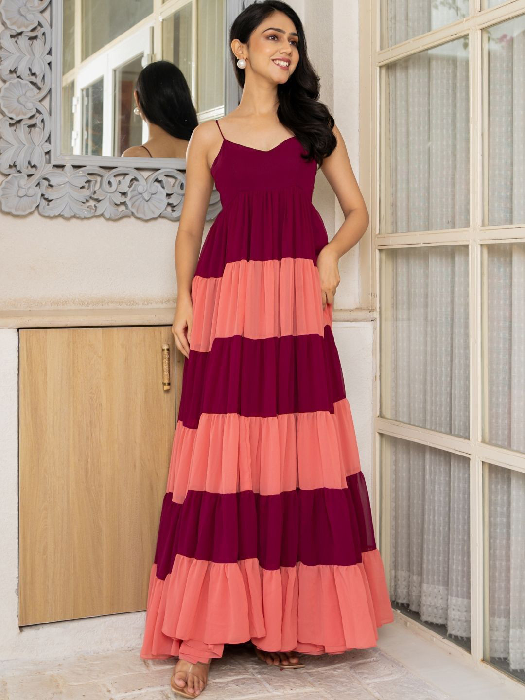 HOUSE OF JAMOTI Women Blush Wine Dress