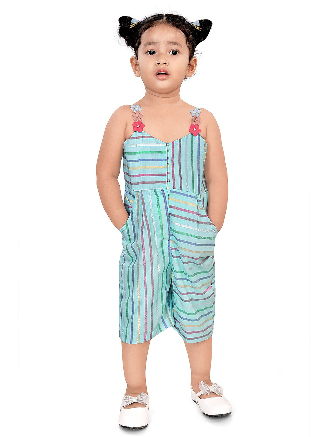 Pragya Exclusive Girls Striped Capri Jumpsuit