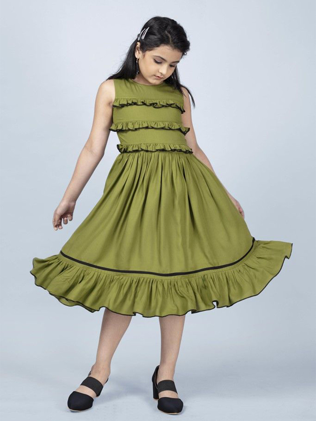 MODERN DREAM Girls Ruffled Sleeveless Fit & Flare Dress