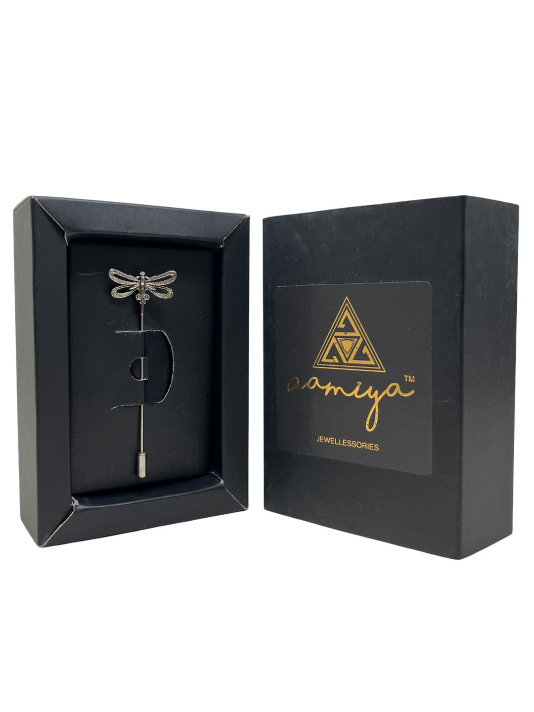 AAMIYA CREATIONS Silver Plated Dragonfly Design Lapel Pin Brooch