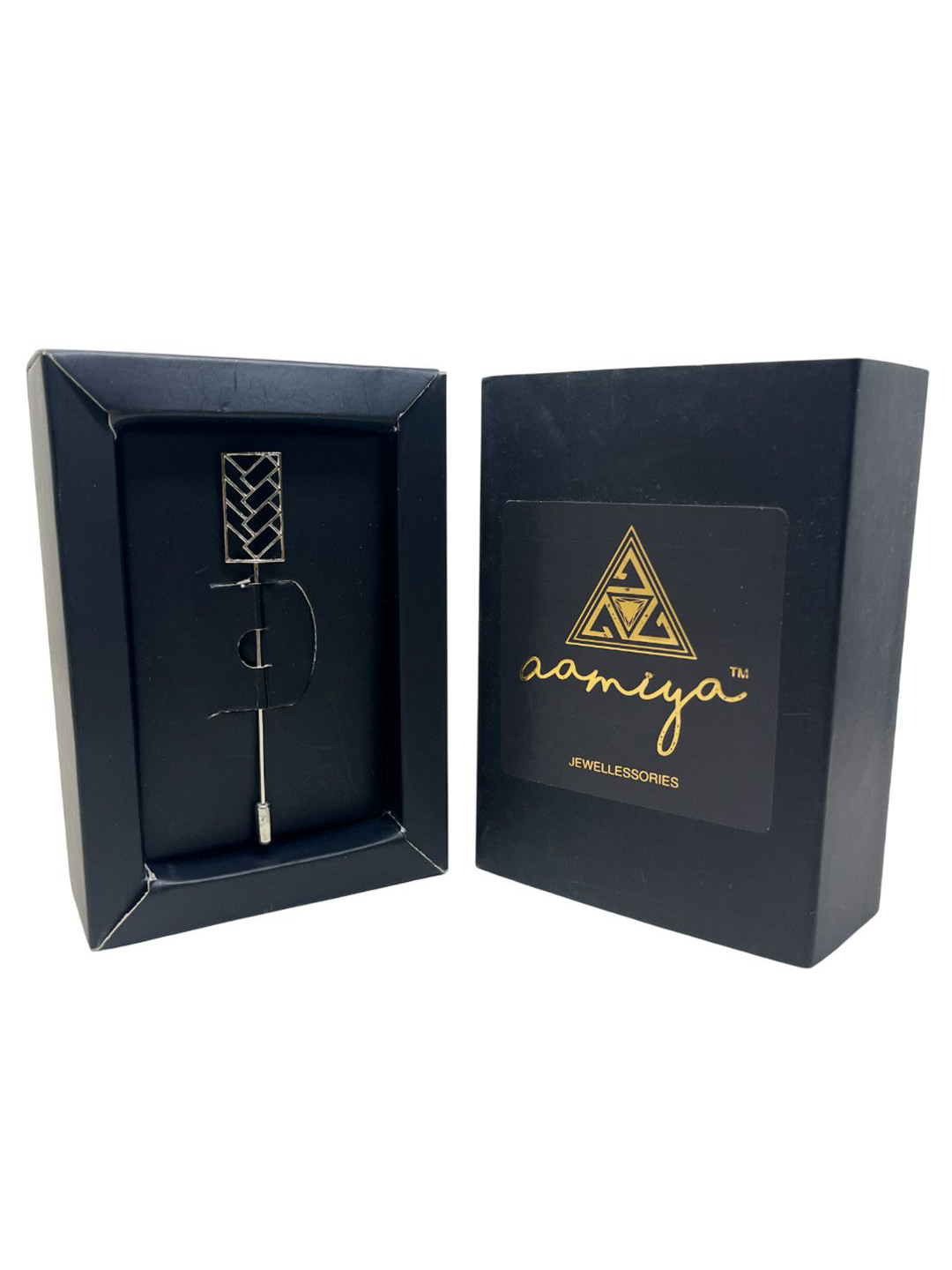 AAMIYA CREATIONS Silver Plated Geometric design Lapel Pin Brooch