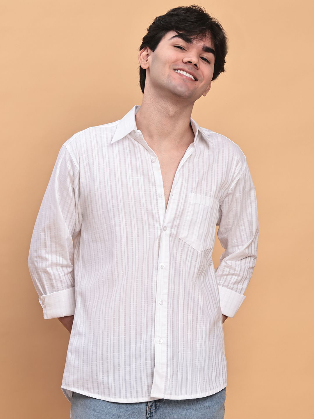 Tanip Spread Collar Cotton Striped Shirt