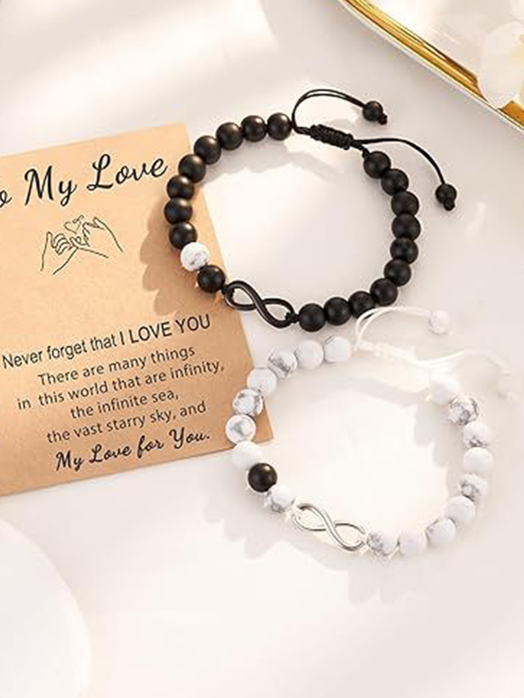 Ringzinnie Unisex Set of 2 Infinity Forever Love Bracelets for Couple Bracelet