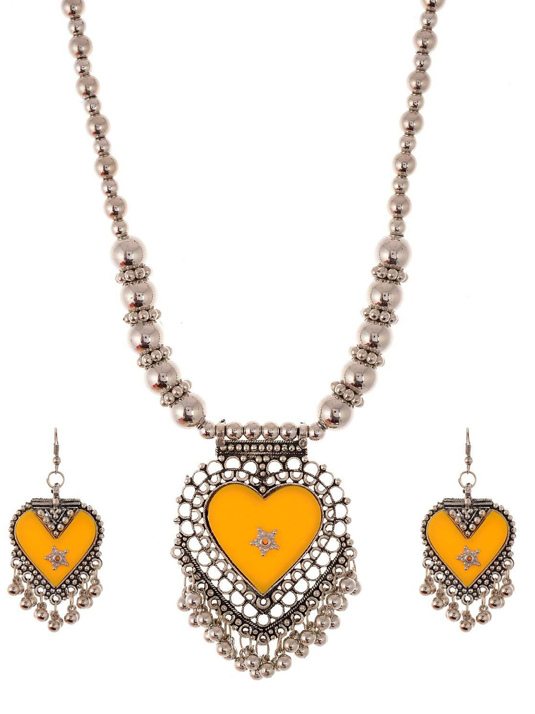 Geode Delight Silver-Plated Beaded Jewellery Set