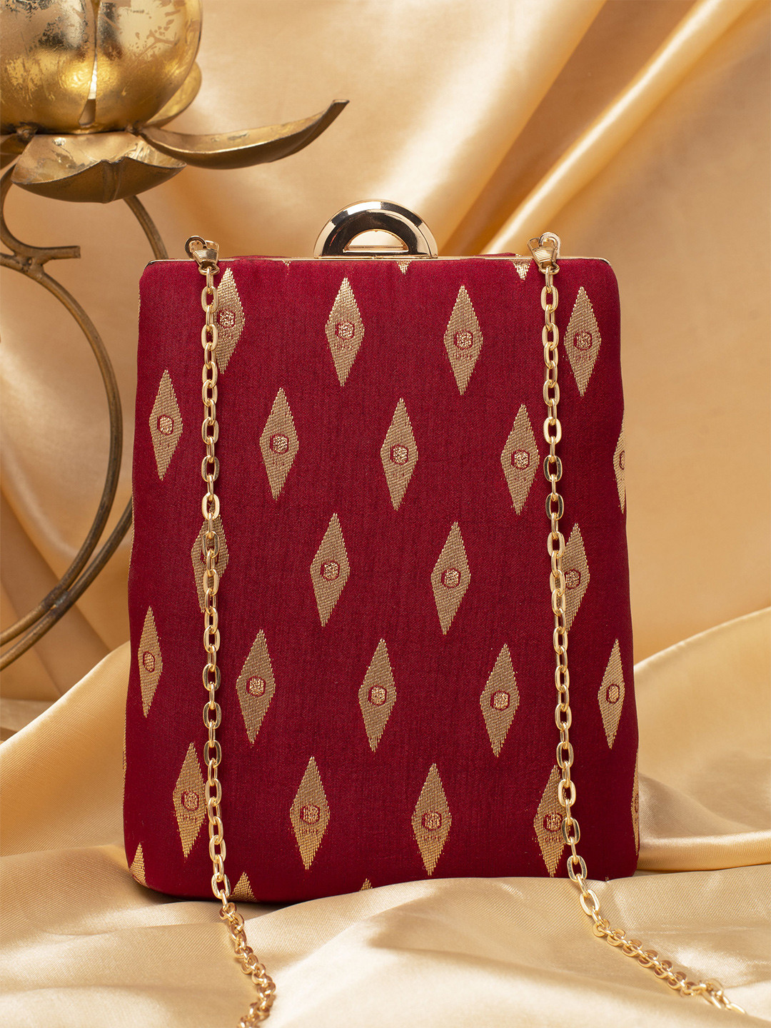 ARTKLIM Floral Brocade Woven Design Box Clutch