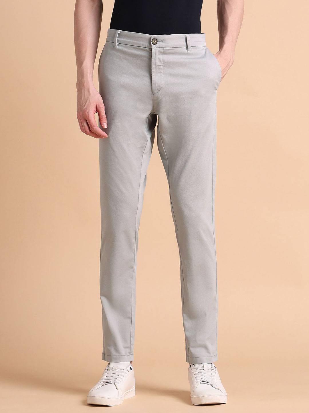 U.S. Polo Assn. Men Slim Fit Mid-Rise Flat-Front Chinos Trousers