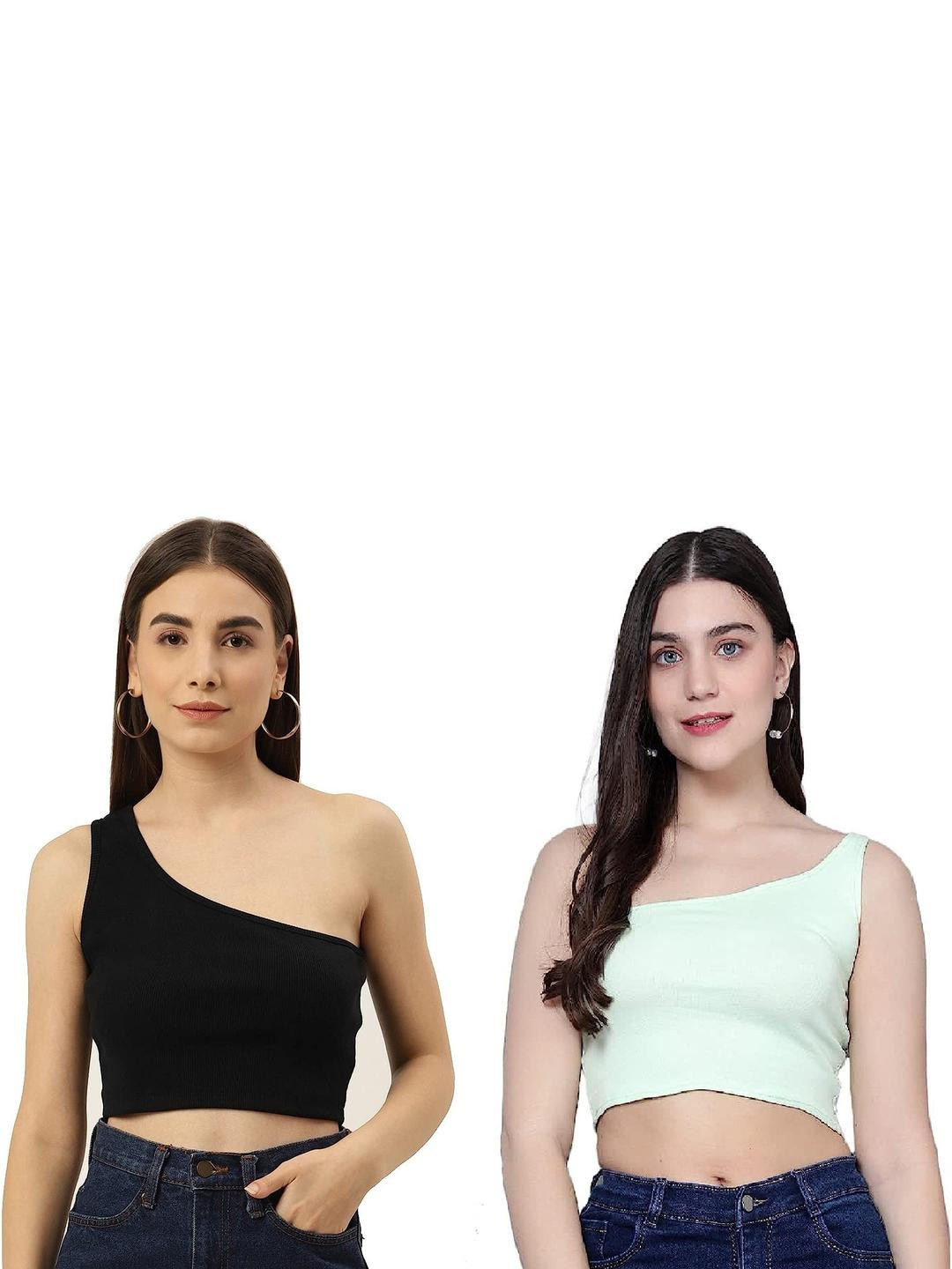 PINOVO Pack of 2 Solid One Shoulder Top