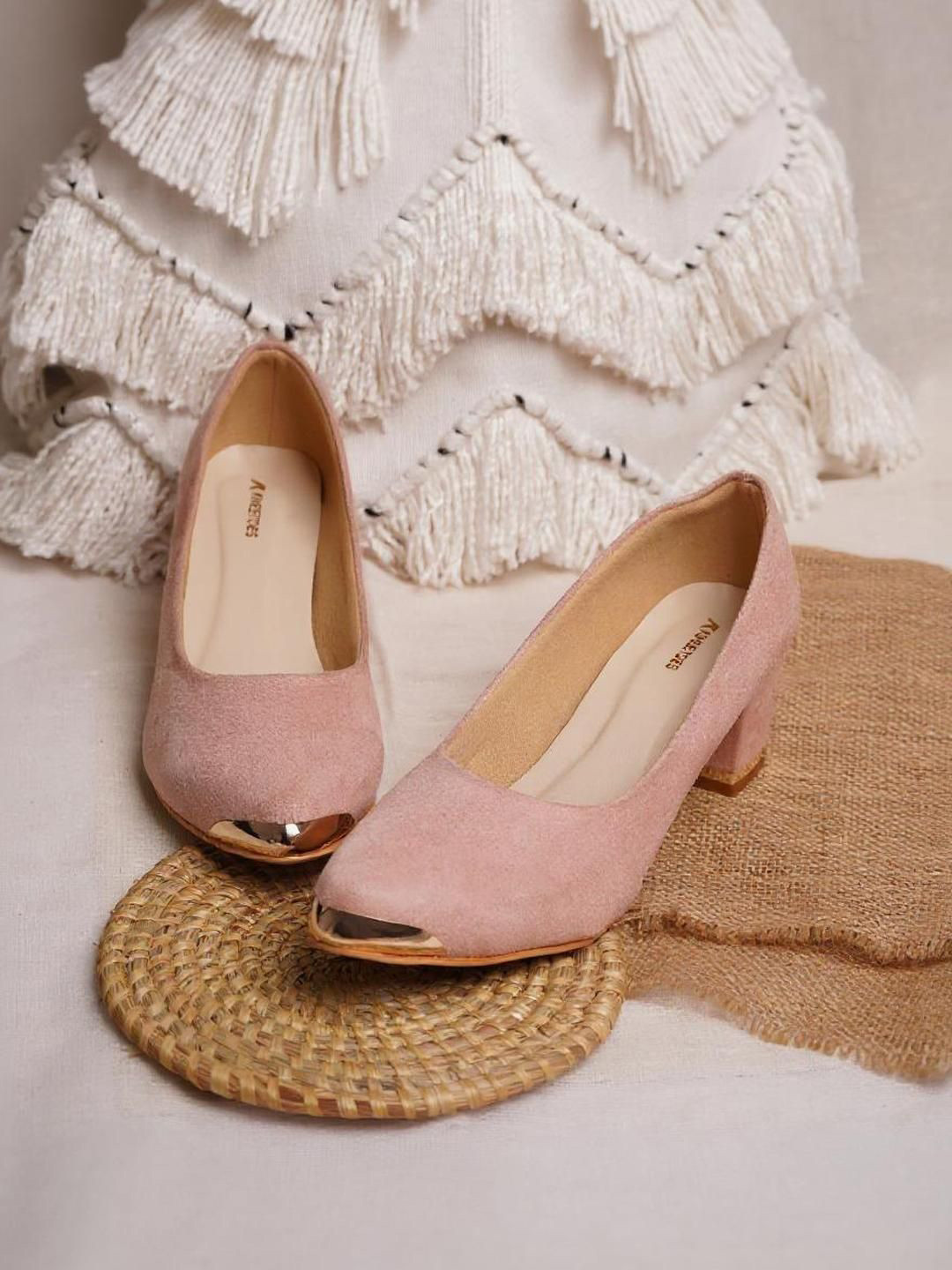 Kneetoes Women Soft Blush Peach Block Heel Pumps