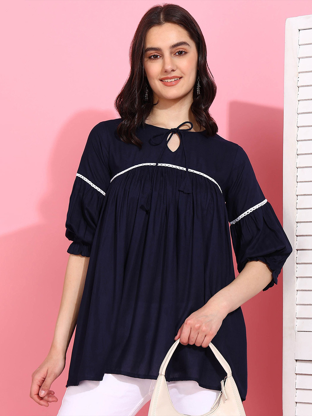 HIVA TRENDZ Women Boat Neck v Flared Tunic Top