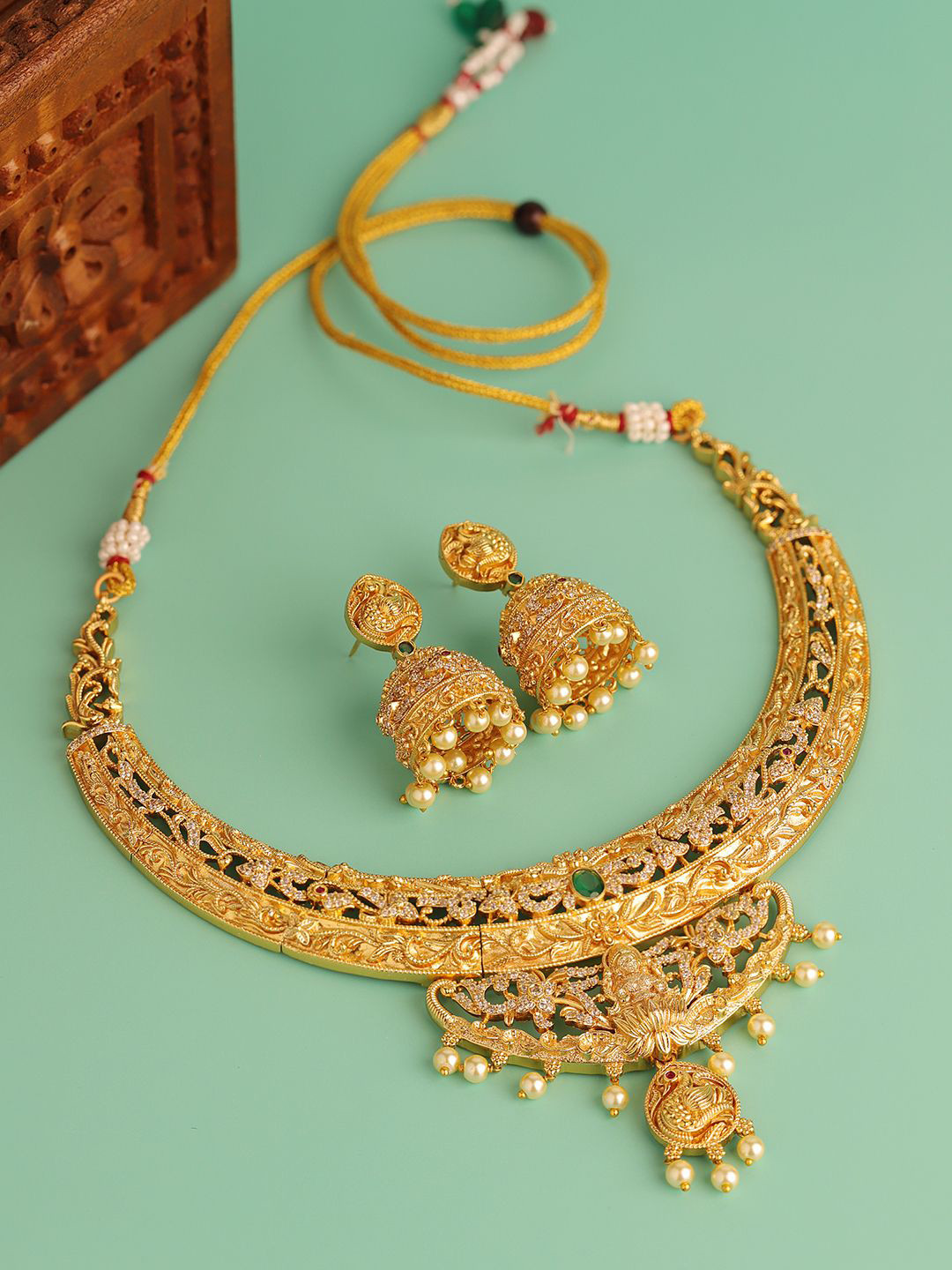 Voylla Gold-Plated Opulence Kanchana Kalai Temple Jewellery Set