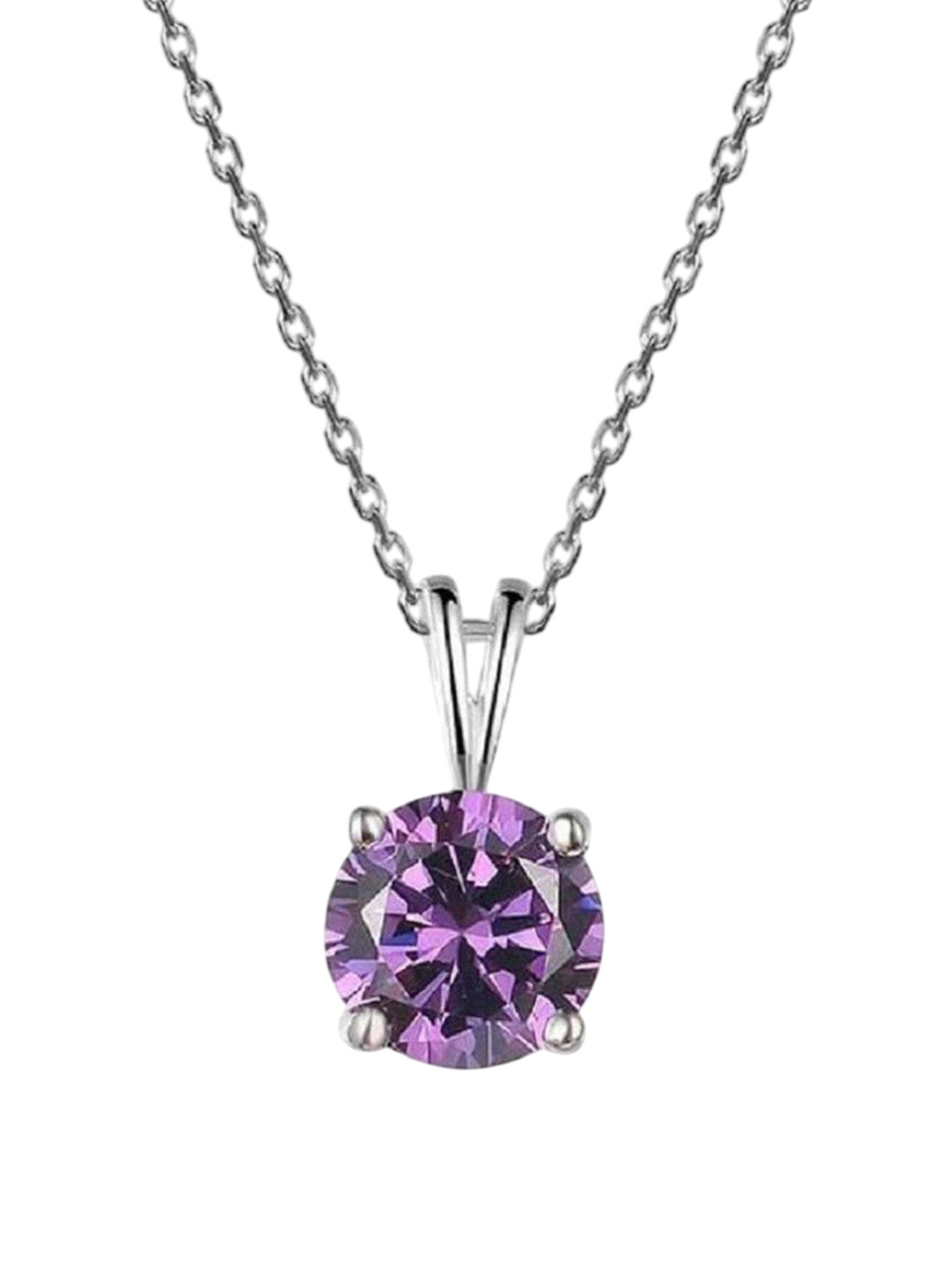 GenZcomplex Purple Brass Amethyst Silver-Plated Pendant