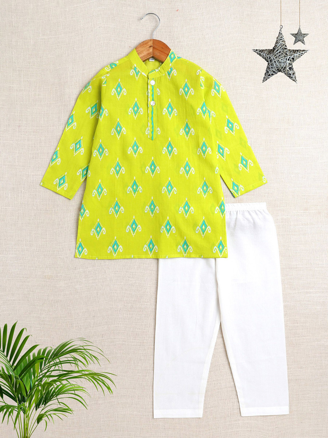 The Magic Wand Boys Ethnic Motifs Printed Pure Cotton Kurta with Pyjama
