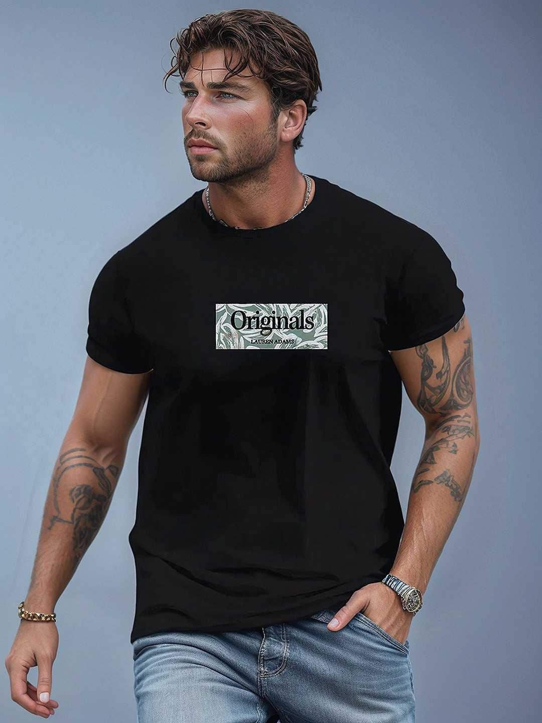 LAUREN ADAMS Typography Printed Pure Cotton T-Shirt