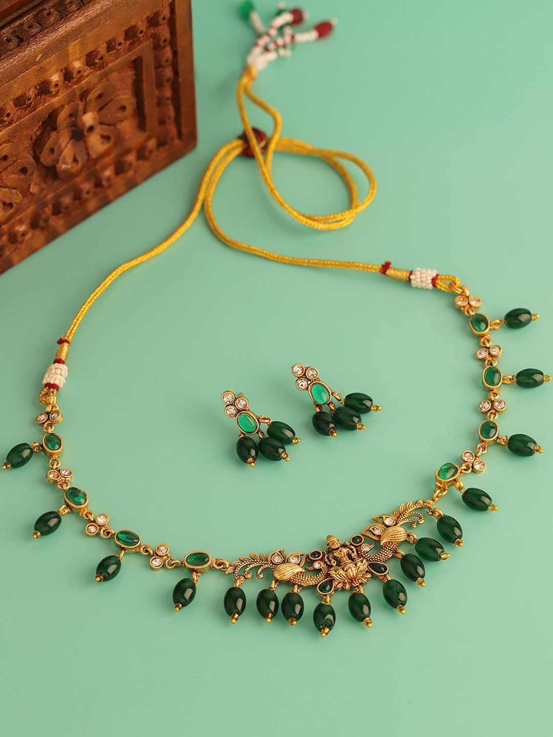 Voylla Gold-Plated Opulence Vanamala Temple Jewellery Set