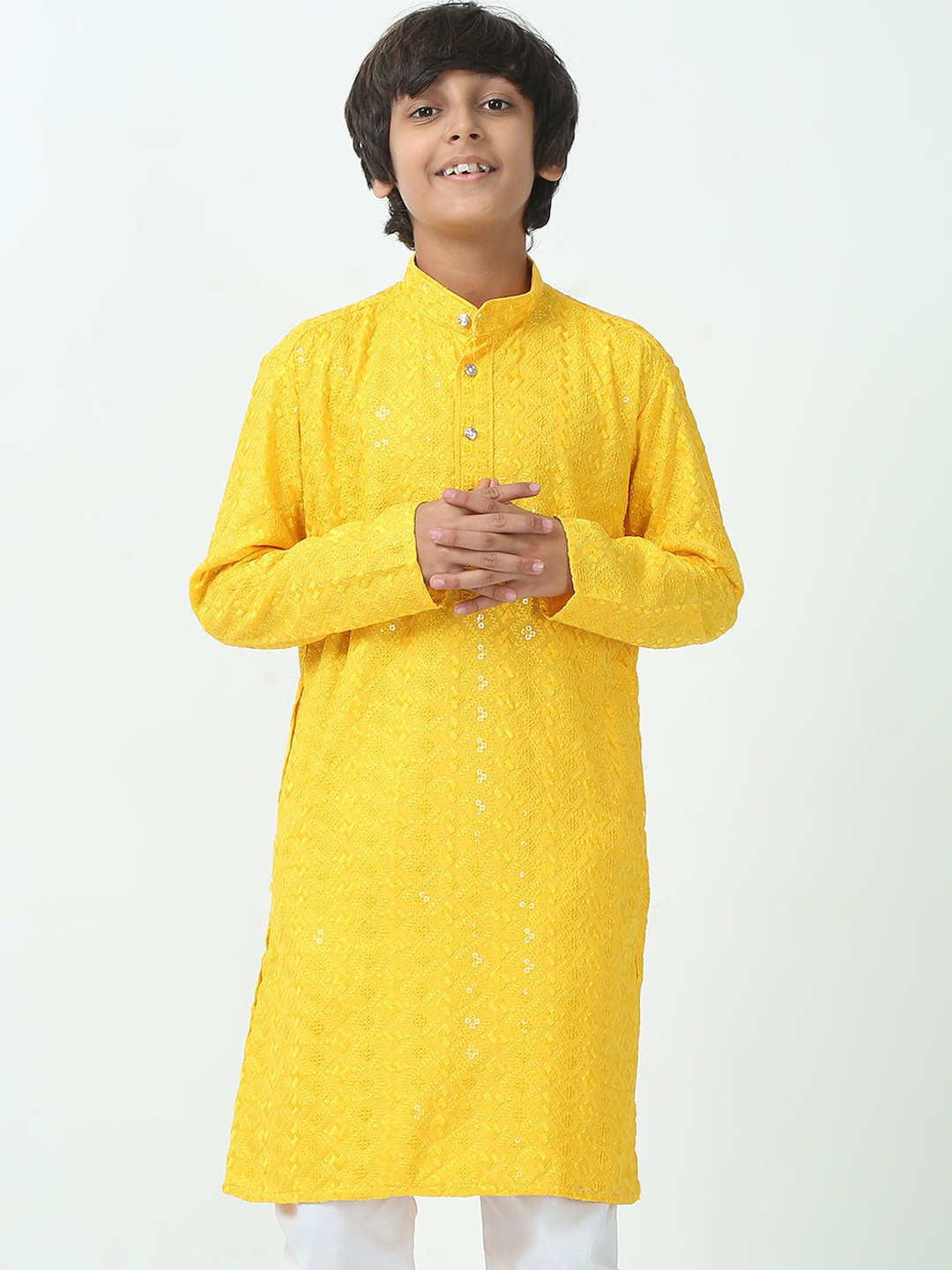 CHILINS Boys Ethnic Motifs Embroidered Regular Kurta with Trouser
