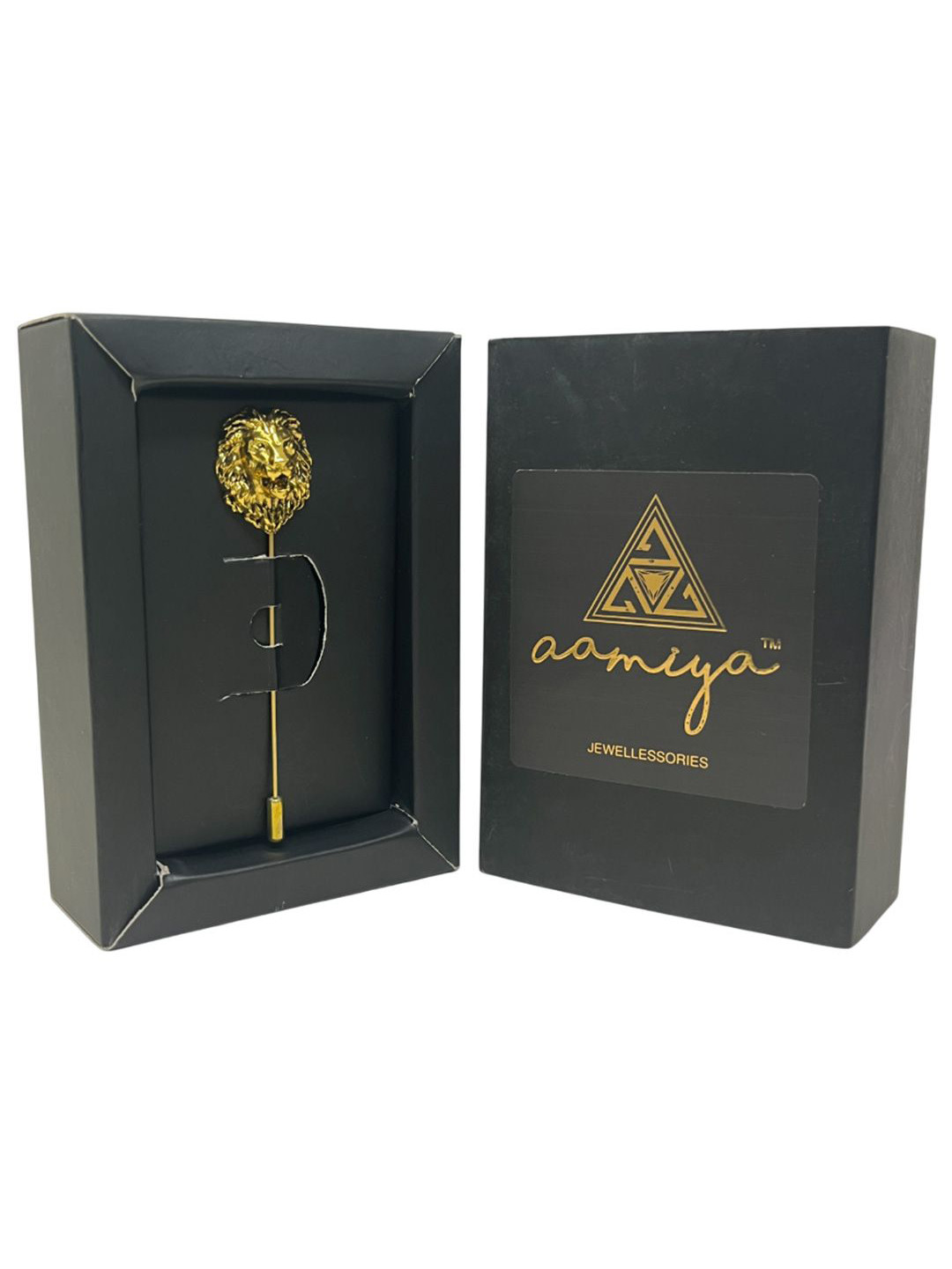 AAMIYA CREATIONS Men Roaring Lion Design Laple Pin Minimal Brooch