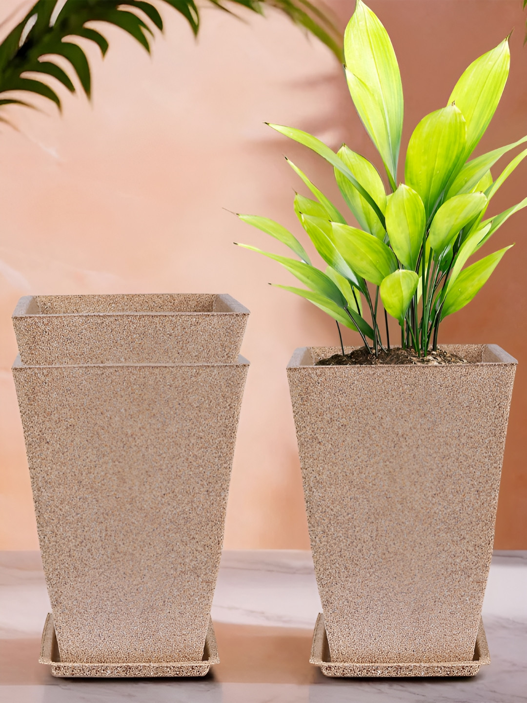 RUBOXA Marble Tower 3-Pcs Brown UV-ProtectedPlanters