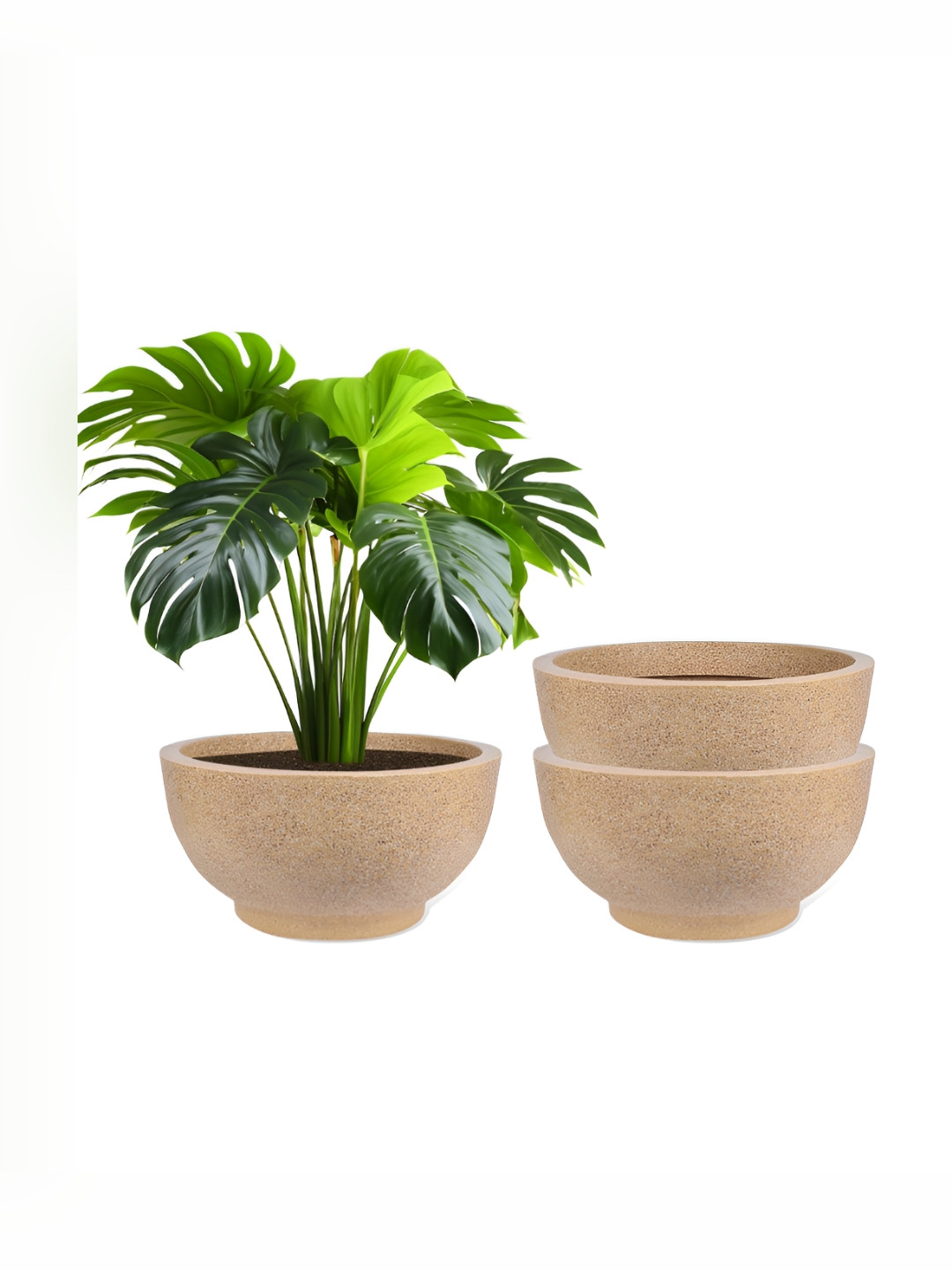 RUBOXA Marble Lotus 3-Pcs Beige UV-ProtectedPlanters