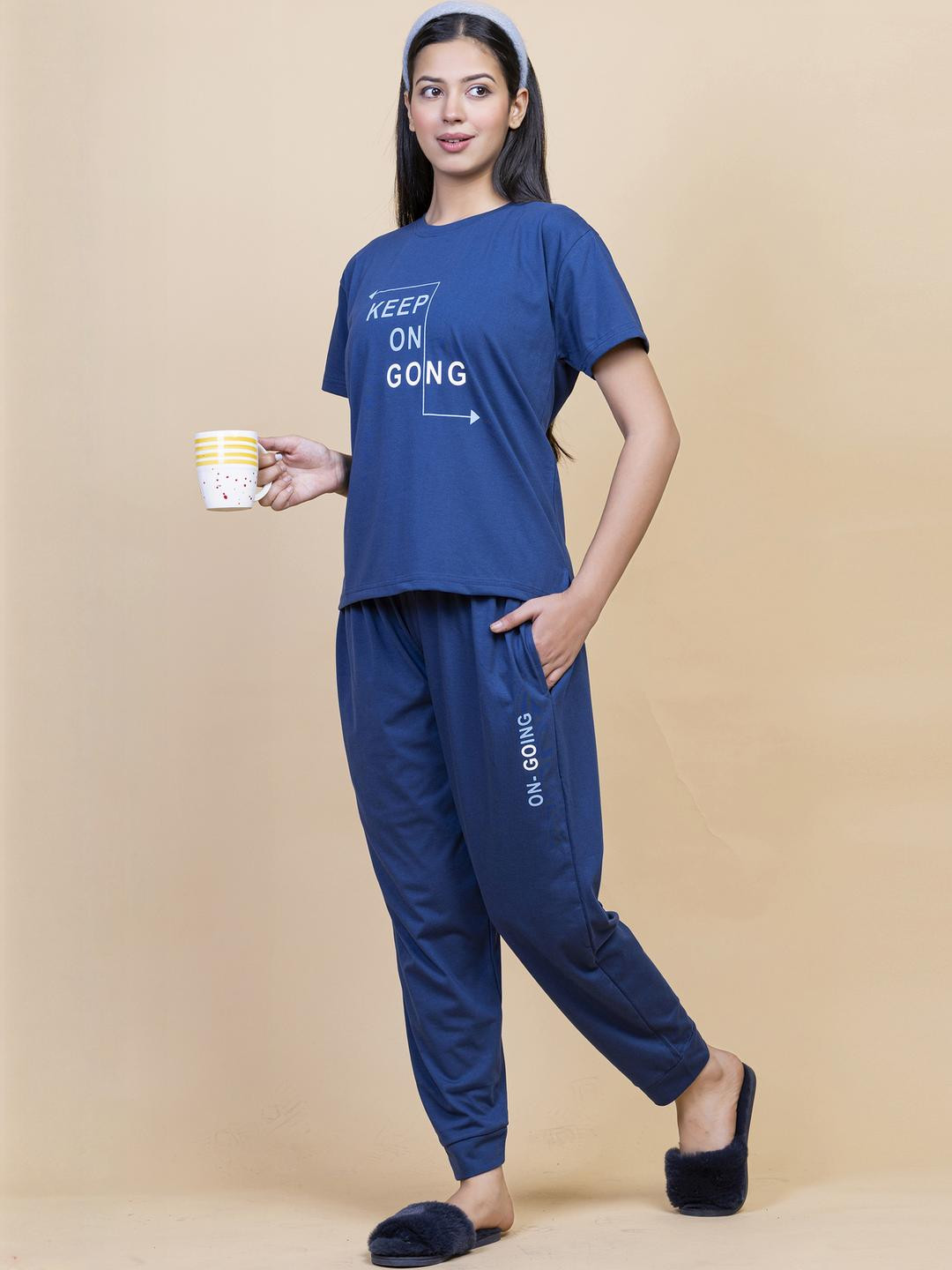 AWIBE Women Typography Print Relax Fit Shirt & Joggers Co-ord Set