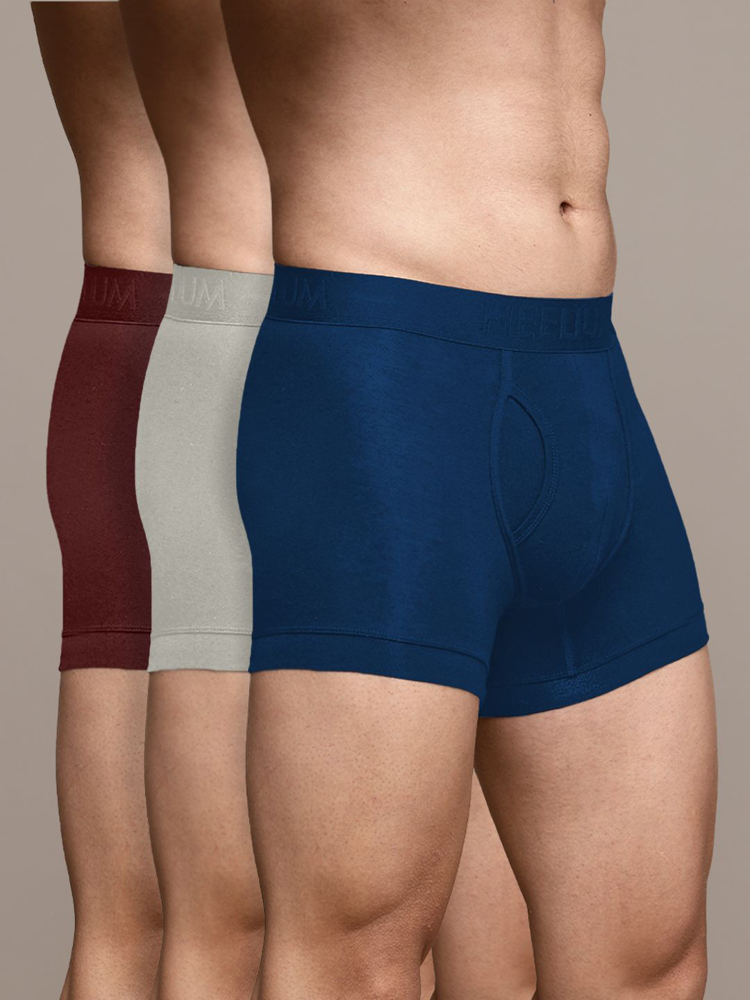 Heelium Pack Of 3 Mid-Rise Trunks DUP-P3-KEYHOLETRK-NBREDLG-S