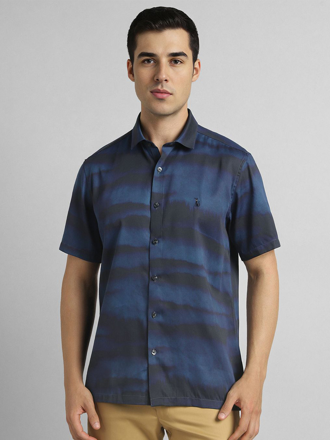 SIMON CARTER LONDON Tie & Dye Spread Collar Cotton Shirt