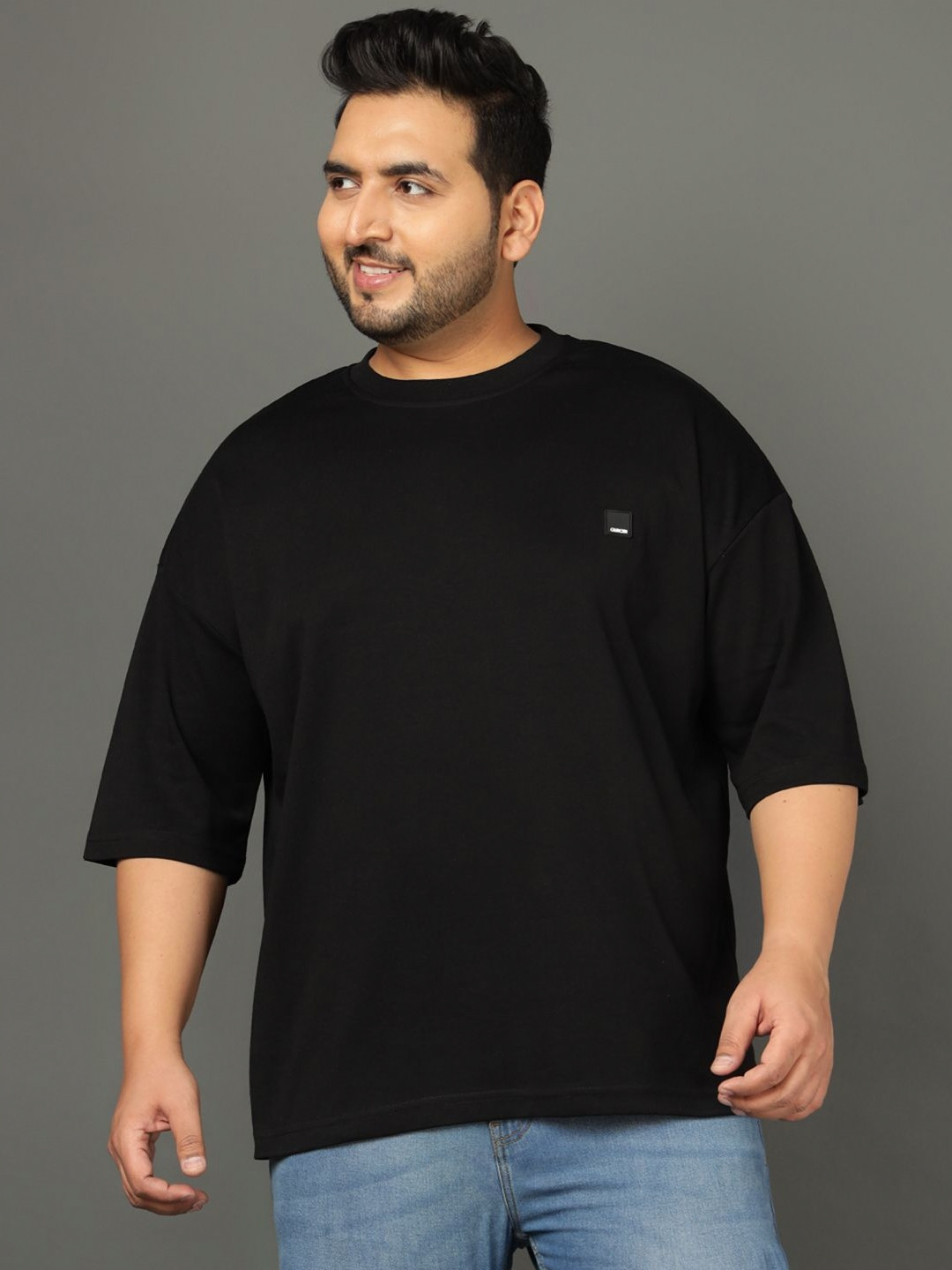 Club York Drop-Shoulder Sleeves Round Neck Plus Size Regular Fit T-shirt