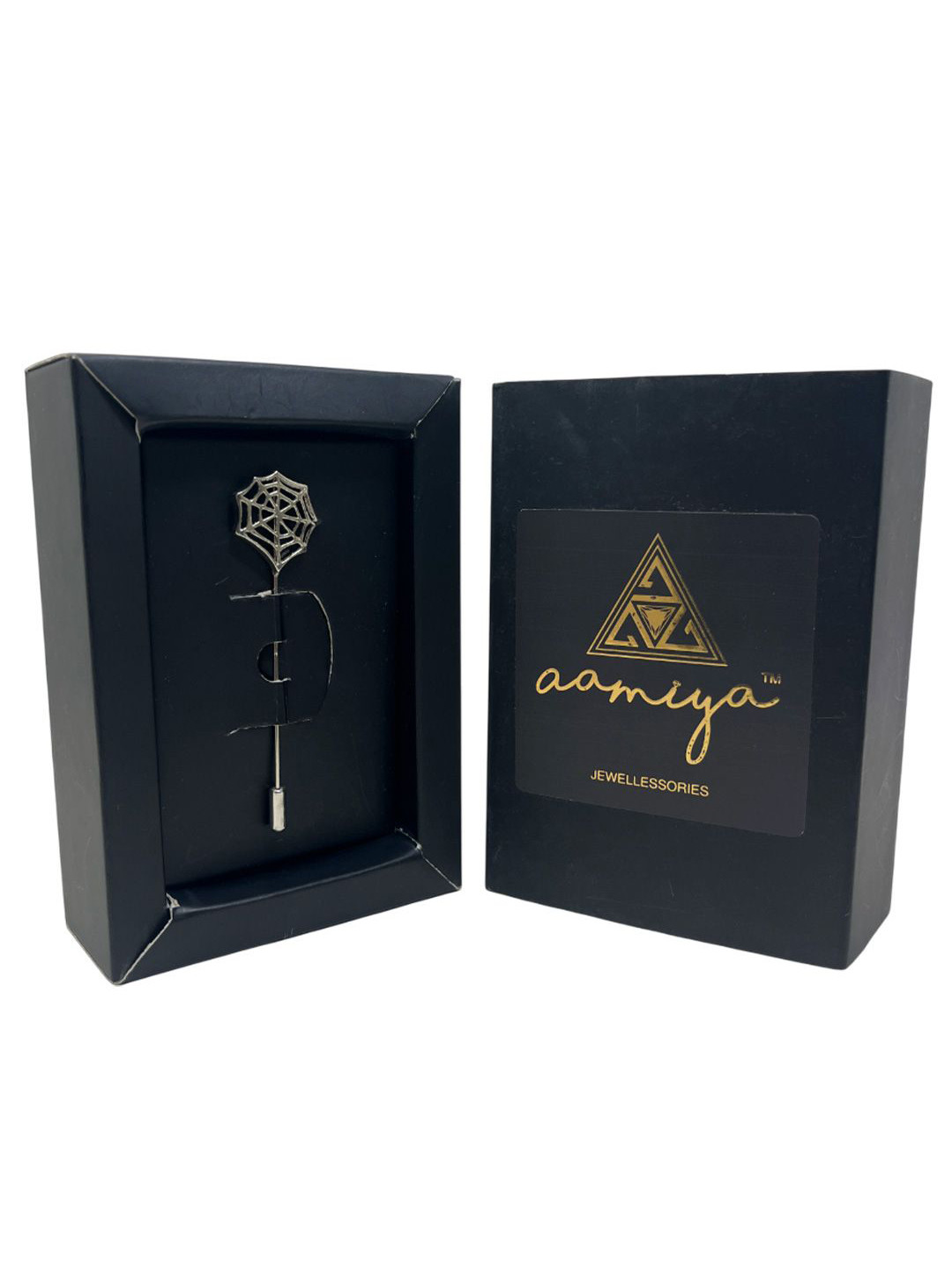 AAMIYA CREATIONS Silver Plated Spider Design Lapel Pin Brooch