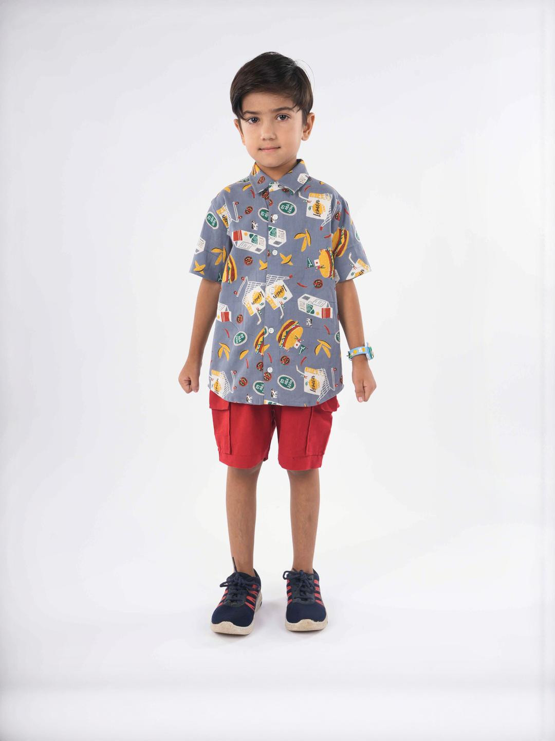FabJunior Conversational Print Shirt & Short Pant