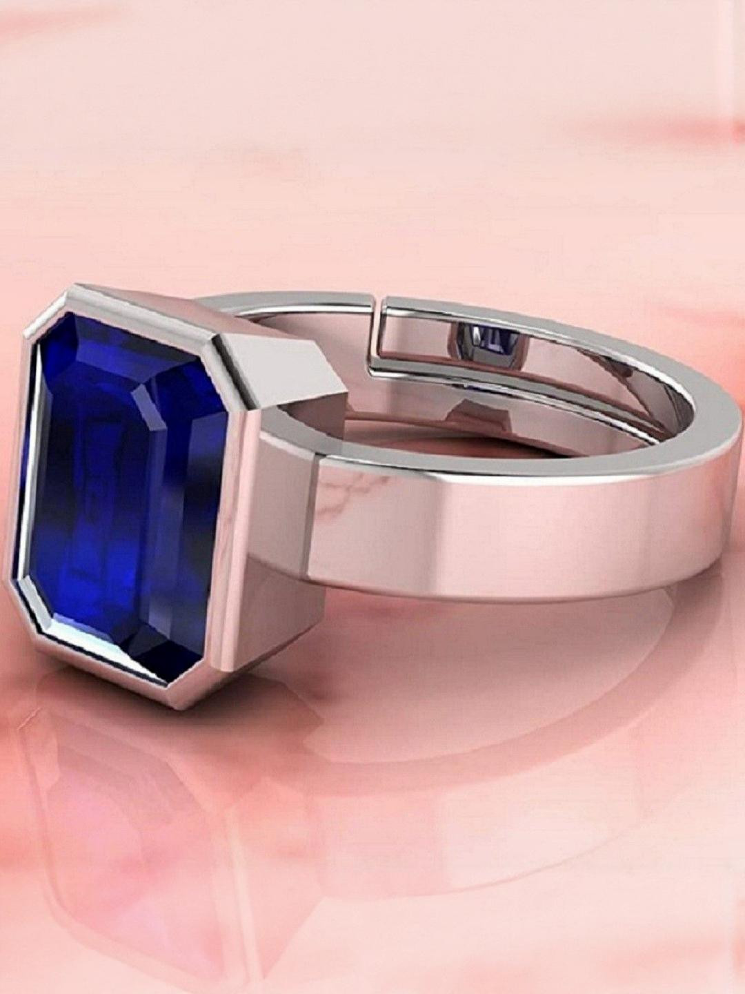 GenZcomplex Certified Original Blue Sapphire silver Plated Finger Ring