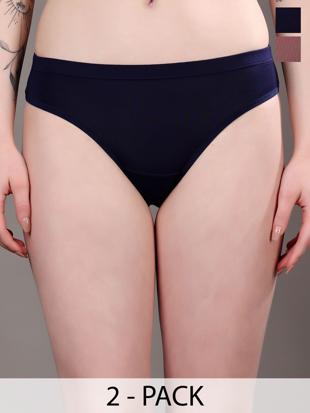 Moda Rapido Pack Of 2 Mid-Rise Anti-Microbial HipsterBriefs MR-1031 Black Graphite