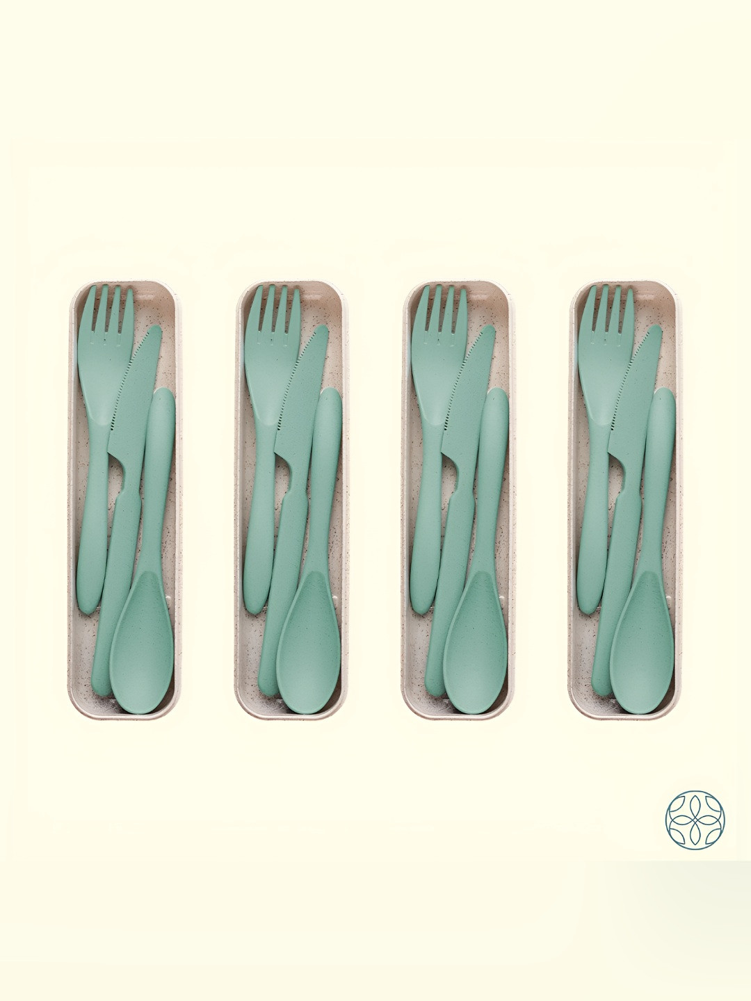 IRIDA NATURALS Unisex Pack of 4 Unbreakable Wheat Straw Bamboo Cutlery Set