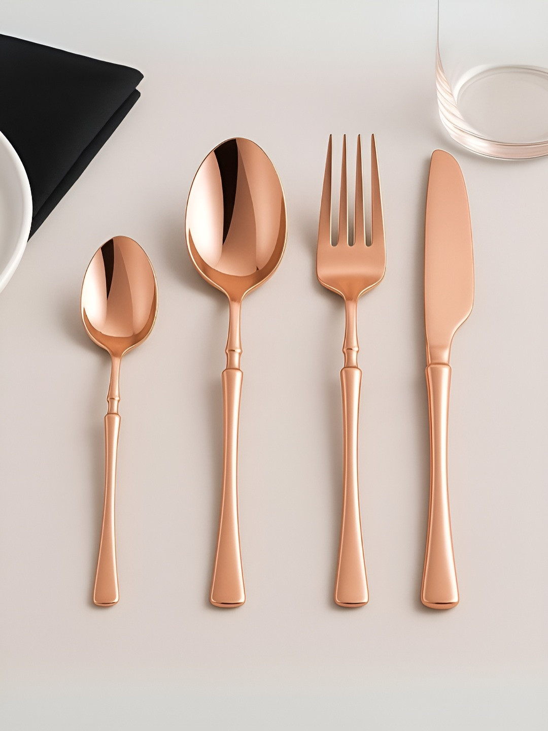 Myntra Elegant Homes Rose Gold 24 Pieces Stainless Steel Cutlery Set